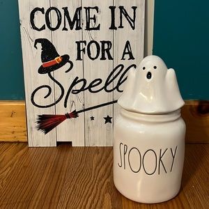 RAE DUNN SPOOKY CANISTER WITH GHOST LID